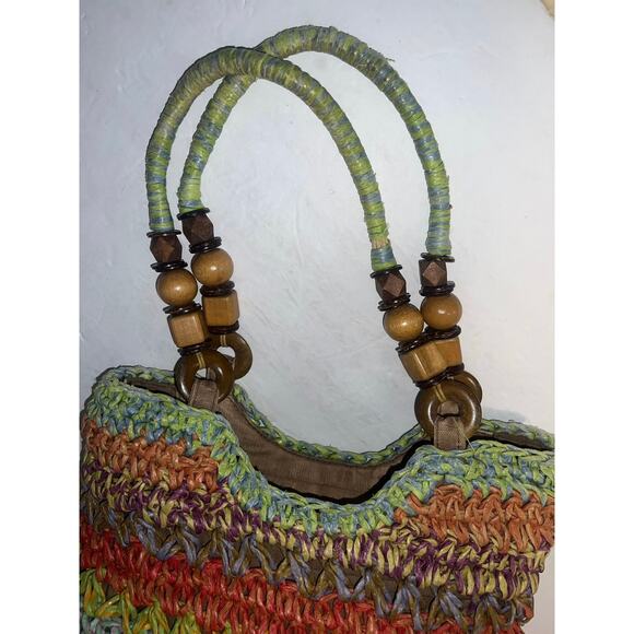 Cappelli Straworld Rainbow Colorful
Jeweled Handle Crochet Straw Boho
Handbag - Picture 10 of 14